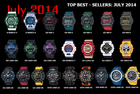 Những mẫu đồng hồ Casio G-shock bán tốt nhất tháng 7/2014