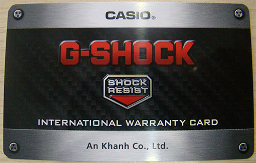 Thẻ bảo hành đồng hồ Casio G-shoch chính hãng